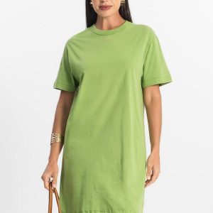 Vestido Básico T-Shirt Feminino Verde