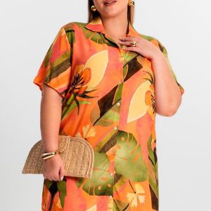 Vestido Chemise Curto Laranja