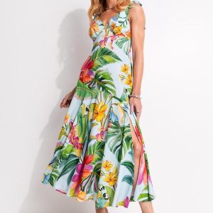 Vestido Cropped Canto dos Pássaros Azul