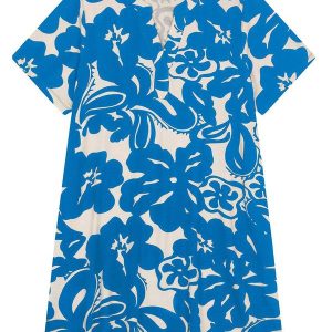 Vestido Curto Feminino Plus Size Azul