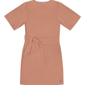 Vestido Curto Feminino com Cinto Marrom