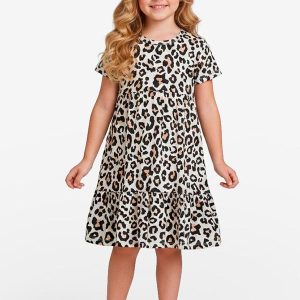 Vestido Curto Infantil Estampado Bege