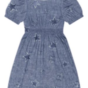 Vestido Curto em Meia Malha Estampada Azul