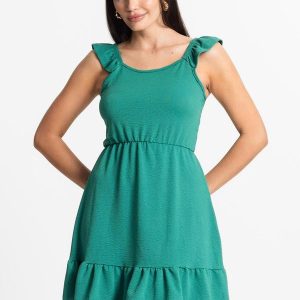 Vestido Feminino Curto com Babado Verde