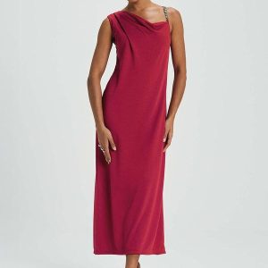 Vestido Feminino Degagê Alça com DetalheVermelho
