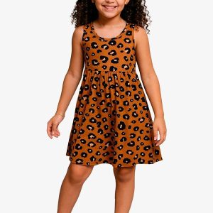 Vestido Feminino Infantil Marrom