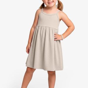 Vestido Feminino Infantil de Alças Bege
