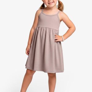 Vestido Feminino Infantil de Alças Marrom