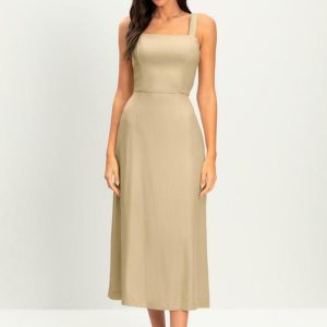 Vestido Feminino Midi em Viscose Marrom