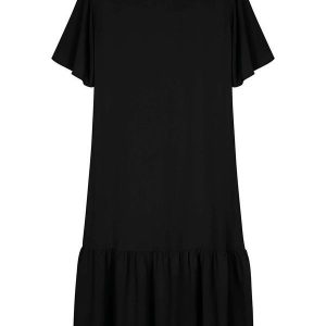 Vestido Feminino com Decote Canoa Preto