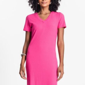 Vestido Feminino em Ribana Canelada Rosa