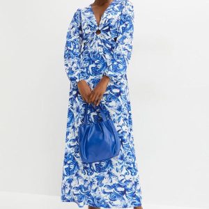 Vestido Floral Azul em Malha Fria