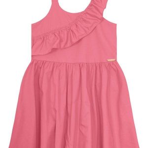 Vestido Goiaba Godê em Algodão Stretch Menina