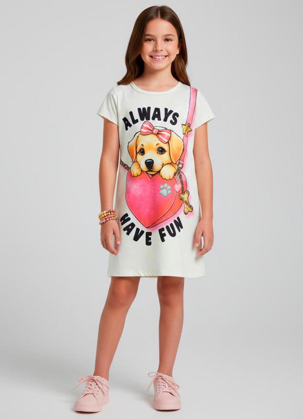 Vestido Infantil Always Have Fun Creme