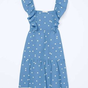 Vestido Infantil Curto com Babados Azul