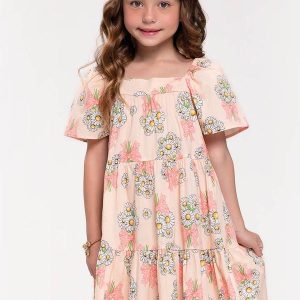 Vestido Infantil Estampado Rosa