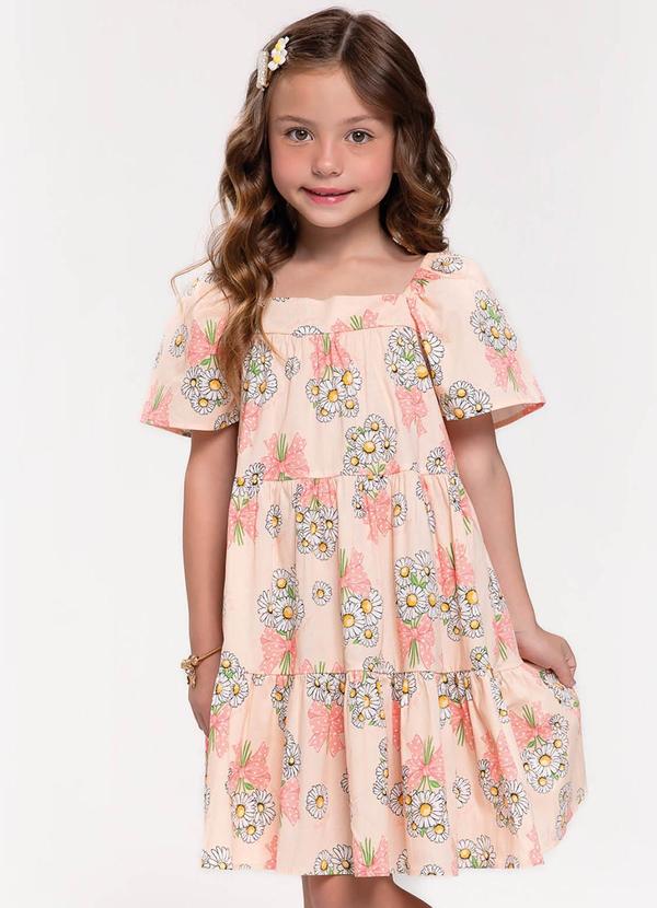 Vestido Infantil Estampado Rosa