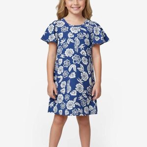 Vestido Infantil Feminino Estampado Azul