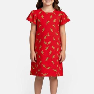 Vestido Infantil Feminino Estampado Vermelho