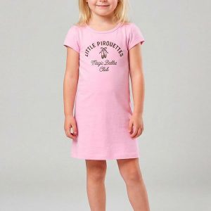 Vestido Infantil Manga Curta Estampado Rosa