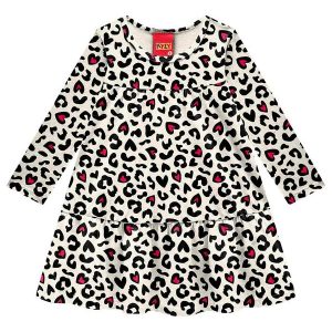 Vestido Infantil Menina Animal Print Cinza