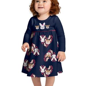 Vestido Infantil Menina Bordado Azul