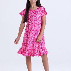 Vestido Infantil Menina Estampa Babados Rosa