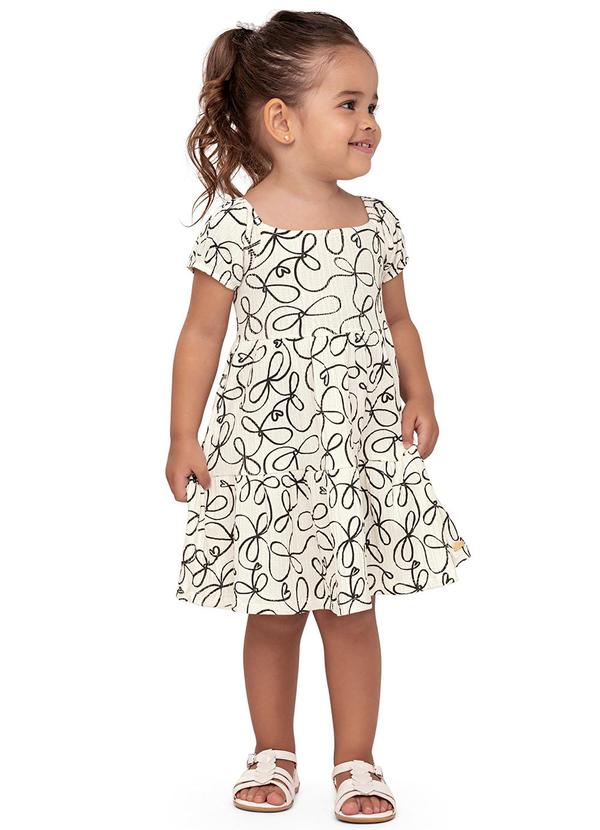 Vestido Infantil Menina Estampa Laços Bege