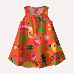Vestido Infantil Menina Estampa Laranja