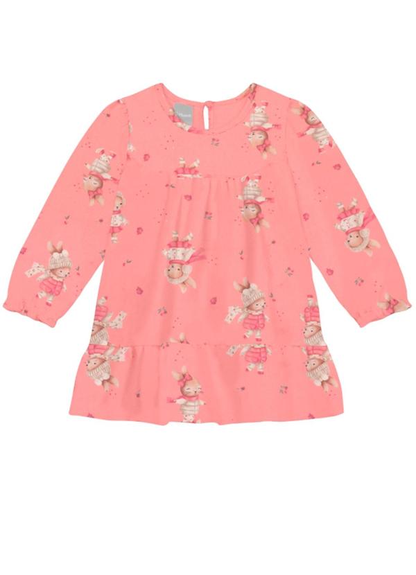 Vestido Infantil Menina Estampado Rosa