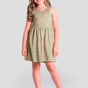 Vestido Infantil Menina Estampado Verde