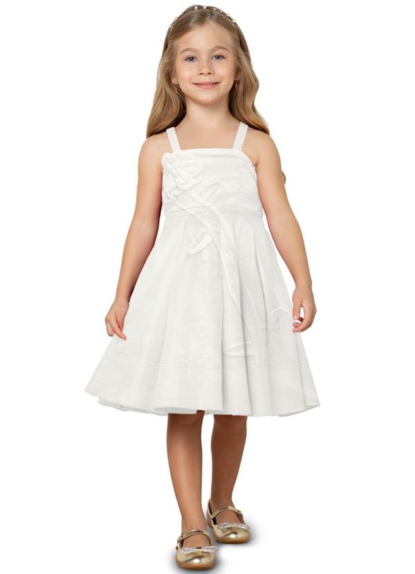 Vestido Infantil Menina Flor Off White