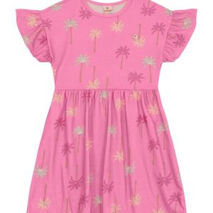 Vestido Infantil Menina Floral Rosa