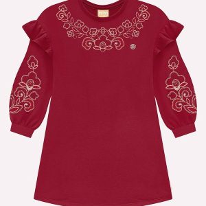 Vestido Infantil Menina Flores Vermelho