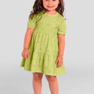 Vestido Infantil Menina Florido Verde