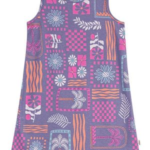 Vestido Infantil Menina Folhagem Tropical Roxo