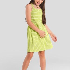 Vestido Infantil Menina Listrado Verde
