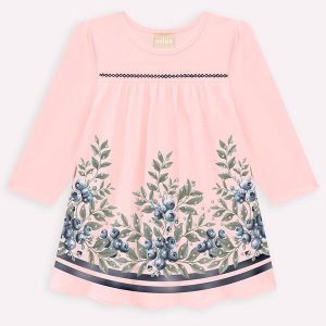 Vestido Infantil Menina Mirtilos Rosa