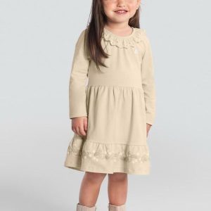 Vestido Infantil Menina Rendado Bege