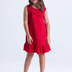 Vestido Infantil Menina Rustique Laço Vermelho