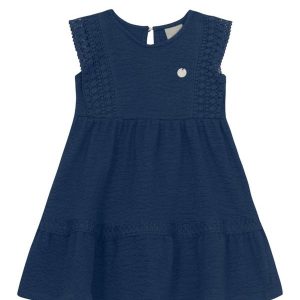 Vestido Infantil Menina Tecido Texturizado Azul