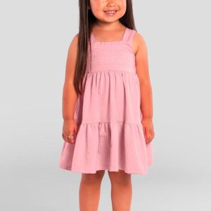 Vestido Infantil Menina Texturizado Rosa