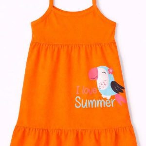 Vestido Infantil Menina Tucano Laranja