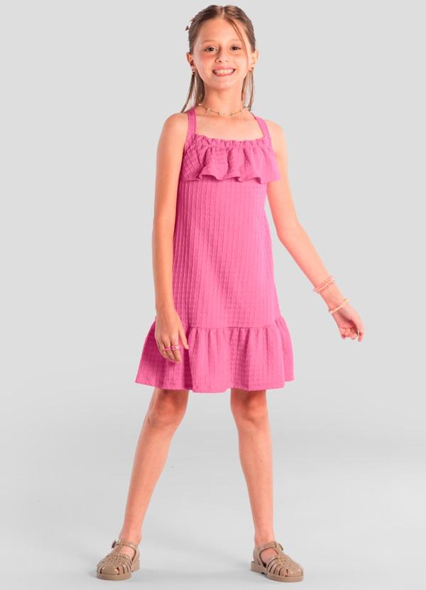 Vestido Infantil Menina com Babado Rosa
