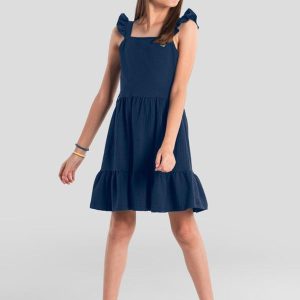 Vestido Infantil Menina com Lenço Azul