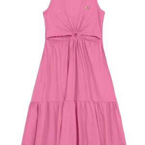 Vestido Infantil Menina com Recortes Rosa