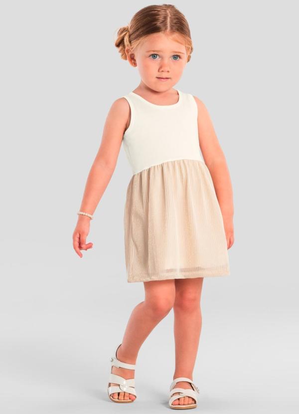Vestido Infantil Menina com Tule Natural