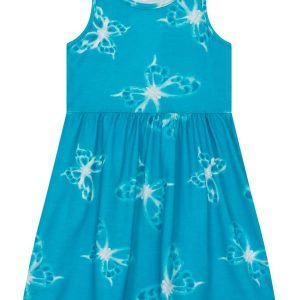 Vestido Infantil Menina de Borboletas Azul