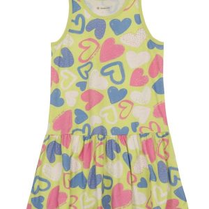 Vestido Infantil Menina de Corações Verde