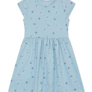 Vestido Infantil Menina de Flores Azul